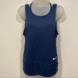 nike blue dri fit workout athletic yoga gym racerback muscle tank top athleisure